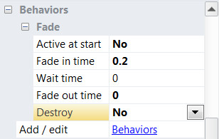 Задайте значения поведению "Fade"