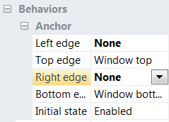 Выставление свойств поведения Anchor в Construct 2