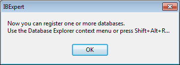 Призыв к регистрации базы данных в программе IBExpert