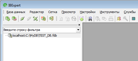 Зарегистрированная база данных в программе IBExpert