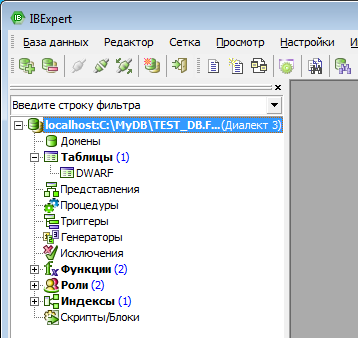 Открытая база данных в программе IBExpert