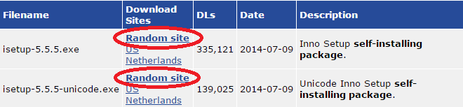 Скачивание дистрибутива Inno Setup