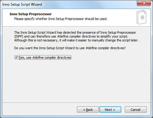 Шаг Inno Setup Preprocessor мастера создания скрипта Inno Setup