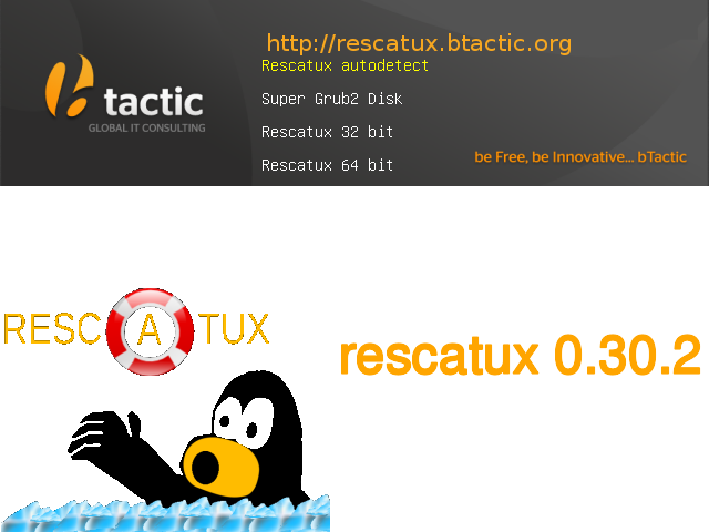 Загрузочное меню восстановительного диска Rescatux