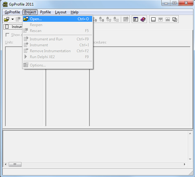 Откройте файл проекта в GpProfile