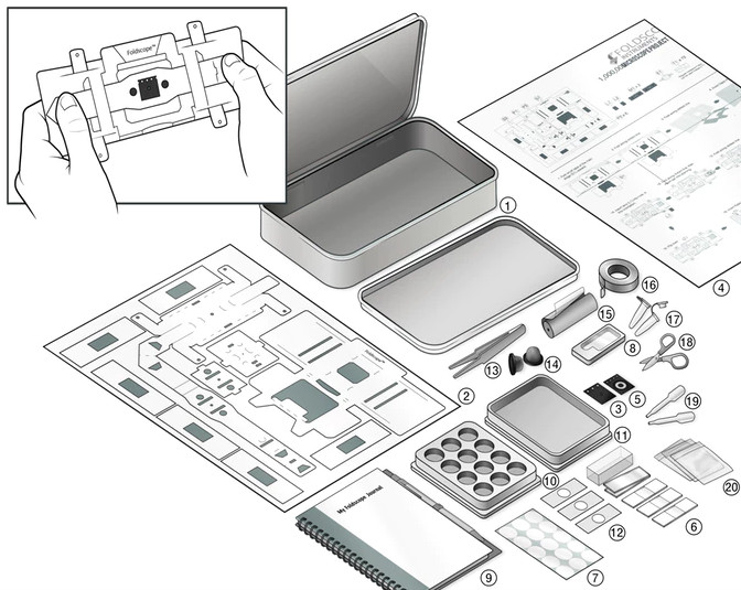 Набор для индивидуального использования с микроскопом Foldscope