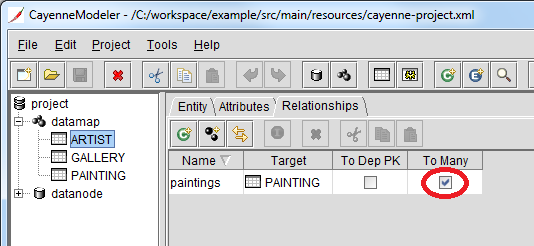 Связь "ко многим" в Apache CayenneModeler