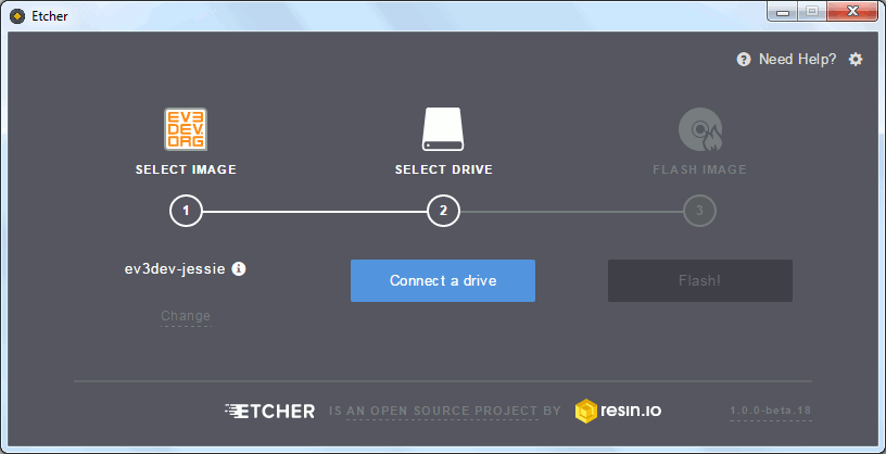 Выбор диска в программе Etcher