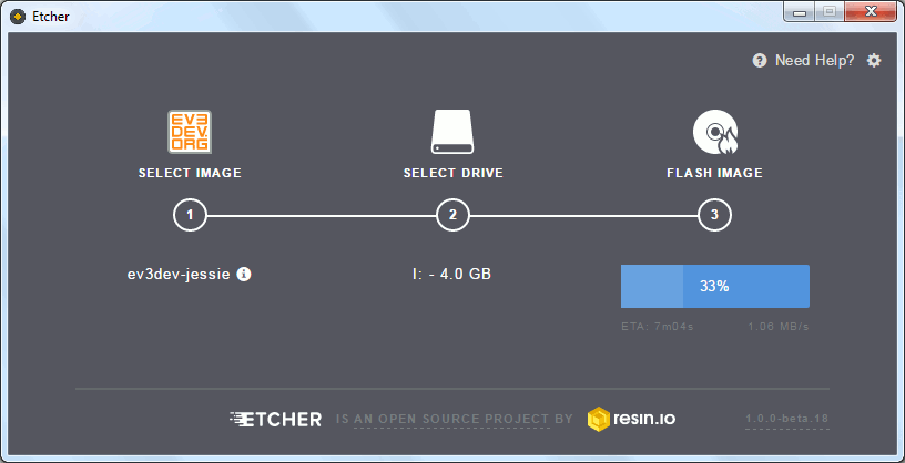 Запись образа диска на SD-карту в программе Etcher