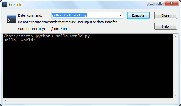 Выполнение программы на ev3dev, написанной на питоне, через программу WinSCP
