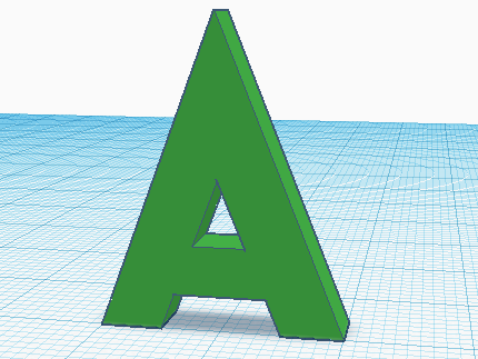 Буква А, сделанная в Tinkercad, готова