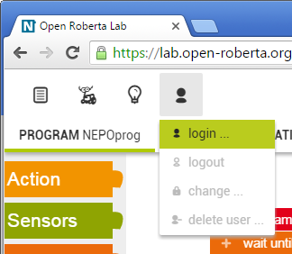 Вход в Open Roberta Lab