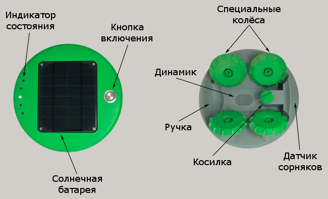 Устройство робота для борьбы с сорняками Tertill