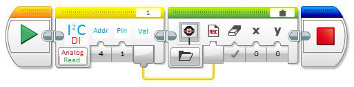 Программа EV3 для чтения аналоговых данных из шины I2C с датчиков Arduino