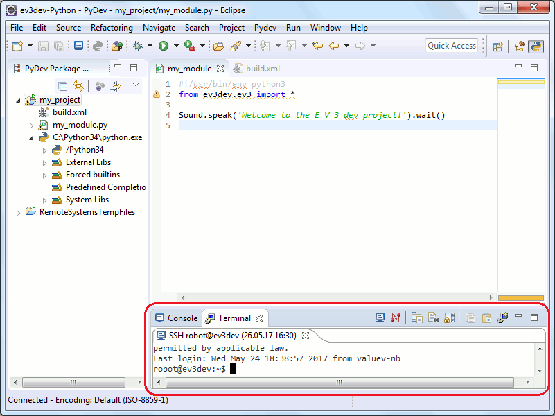 Панель с SSH-терминалом в Eclipse