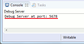 Сообщение о том, что сервер отладки PyDev запущен