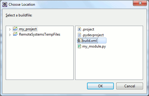 Выбор файла build.xml в Eclipse