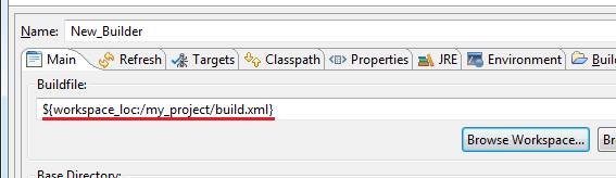 Выбранный файл build.xml