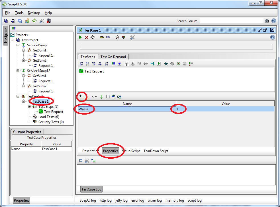 Добавление свойства в SoapUI